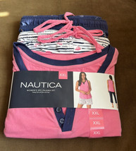 Nautica 3 Piece Pajama Set Sz XXL  Pants Shorts Tank Top Sailboat Anchor NWT - £33.81 GBP