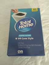 Coffee Filters #4 Cone Style 100 Filters 8-12 Cup   Total Home NEW - $4.99
