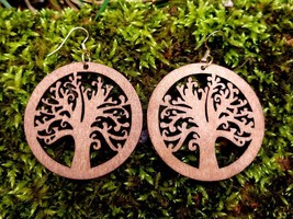 Handmade Wooden Earrings Viking Tree of Life Pagan Witch Wicca - £5.03 GBP