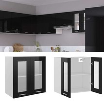 Hanging Glass Cabinet High Gloss Black  60x31x60 cm Engineered Wood - £46.13 GBP