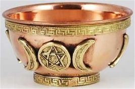 3&quot; Triple Moon Goddess Copper Offering Bowl or Incense Censer! - $15.79