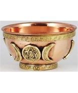 3&quot; Triple Moon Goddess Copper Offering Bowl or Incense Censer! - $291.28 MXN