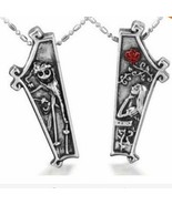New Silver 2pc Nightmare Before Christmas Necklace Set, Couples Gift, Fr... - £19.59 GBP