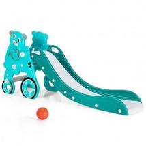 4-in-1 Foldable Baby Slide Toddler Climber Slide PlaySet with Ball-Green - Colo - £81.26 GBP