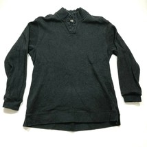 Eddie Bauer Polo Sweater Mens L Dark Gray Collared Polo Long Sleeve Cotton - £22.05 GBP