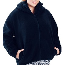 Teddy Sherpa Jacket Hooded Zip Up Womens 2X Fabletics Blue Night Sky  - $49.50