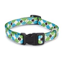 MPP Pooch Pattern Dog Collars Pawprint Argyle Design Choose Pink or Green &amp; Size - £7.51 GBP+