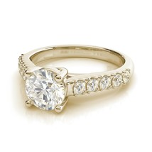 1.50CT Round Trellis Forever One Moissanite Yellow Gold Ring With Diamonds - £1,103.30 GBP