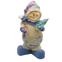 Snowman Figurine Christmas Holding Tree Tin Soldier Happy Winter Holiday January - £10.74 GBP
