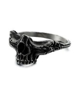 SKULL RING Black Stainless Steel Nose and Upper Jaw Design Biker Punk Je... - $167.54 MXN