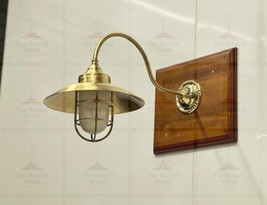 Nautical Marine Brass Swan Sconce Arched Shade Light Fixture With Milky Glass - £162.82 GBP