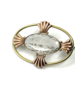 Tri Color Sterling Silver Pin Signed Diana 1930-40s Cut Glass Art Deco C... - €61,16 EUR