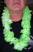 2 DELUXE GREEN FLUFFY HAWAIIAN FLOWER LEIS luau party supplies lei beach... - $6.64