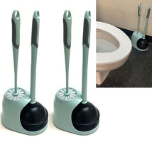 2 Sets Toilet Cleaner Turbo Plunger W/ Bowl Brush Caddy Unclog Bathroom ... - $49.48