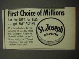 1957 St. Joseph Aspirin Ad - First choice of millions - £14.53 GBP