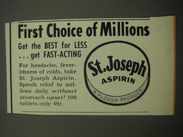 1957 St. Joseph Aspirin Ad - First choice of millions - £13.82 GBP