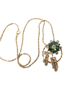Star Art Gold Filled Art Deco Pendant Brooch Necklace Rhinestones GF 19&quot;... - $36.62