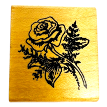 Vintage Hampton Arts Long Stem Rose Leaves Flower Rubber Stamp - £11.79 GBP