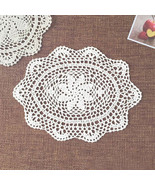 4Pcs White Hand Crochet Doilies Cotton Table Runner Oval Dresser Scarves... - $21.60 CAD