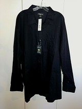 Claiborne Stretch Men&#39;s Ls Black Dress SHIRT-3XLT-NWT-$60-TRUE BLACK-100% Cotton - £19.07 GBP