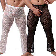 Mens See-through Mesh Long Pants Stretch Underpants Trouser Pajama Lounge Pants - £9.74 GBP