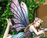 Castle On A Cloud Lavender Fairy Daydreaming With Butterfly Large Statue... - $199.99