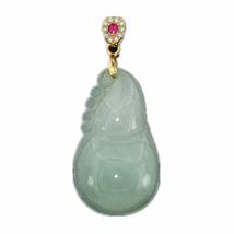 1.2&quot;China Certified Grade A Nature Hisui Jadeite Jade Wealth Gourd Hand Carved N - £43.58 GBP