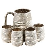 Repousse Argent Eau Cruche &amp; 4 Tasses - $31,413.97 MXN