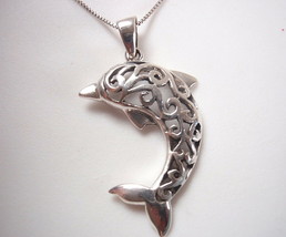 Dolphin Filigree 925 Sterling Silver Pendant - £10.78 GBP
