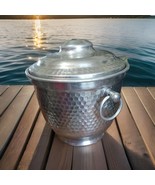 Vtg Italian Barware Aluminum Ice Bucket with Lid Insulated Made in Italy - $22.00 CAD