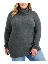 MSRP $57 Style &amp; Co Womens Knit Ribbed Long Sleeve Tunic Grey Sweater Size 1X - £19.24 GBP