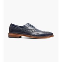 Stacy Adams Gambetta Modified Cap Toe Oxford Leather Shoes Navy 25780-410 image 2