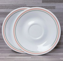 2-Corelle by Corning Peach Floral 6.25&quot; Saucers White Peach Green - £10.83 GBP