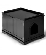 Cat Litter Box Enclosure with Double Doors for Large Cat and Kitty-Black... - £121.37 GBP