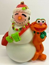 Vintage 1998 Sesame Street Zoe and Snowman Christmas Tree Ornament - £15.65 GBP