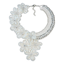 Infinite Blossoms Milky White Crystals Statement Necklace - £49.79 GBP