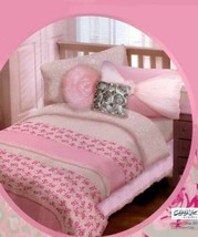 Roses And Ruffles Floral Pink Twin Comforter Sham Bedskirt 3PC Bedding Set New - £80.75 GBP