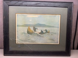 Vintage Framed Print Reproduction Frederic Remington Painting &quot;Howl of Weather&quot; - £26.40 GBP