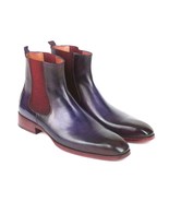 Paul Parkman Mens Shoes Boots Navy Blue Purple Chelsea Handmade BT552PUR - $701.68 CAD
