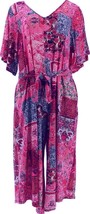 Attitudes by Renee Como Pink Bandana Short Sleeve Jumpsuit Size Petite XS - £35.96 GBP
