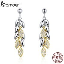 925 Sterling Silver Unique Wheat Drop Earrings for Women Gold Color Wheat Leaves - £18.07 GBP