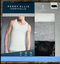 Perry Ellis Portfolio ~ Mens 3-Pack Tanks Ribbed Undershirts Cotton ~ S - £17.01 GBP