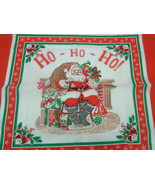 Vintage 2 large Ho Ho Ho santa handkerchief napkins fabric squares holid... - $33.97 CAD