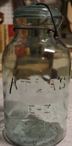 Vintage Atlas E-Z Seal 1/2 gallon blue glass canning jar with glass top. - £23.55 GBP