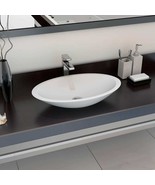 vidaXL White Mineral Cast Wash Basin 23.3&quot;x13.8&quot; White Ceramic Sink - $150.49