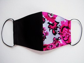 Face Mask Handmade Reusable Floral Half Black Fashionable 100% Silk Fabric - £18.25 GBP