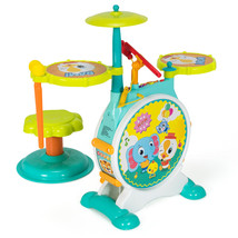 Costway 3-Piece Electric Kids Drum Set Musical Toy Gift w/Microphone Sto... - $93.99