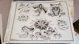 RARE Vintage 1987 Spaulding Rogers Tattoo Flash Sheet Dragon Tiger Heart # 908 - £18.68 GBP