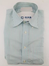 Hakuyosha Clean Living XL Slim Fit Striped Teal and White Buttoned-Down ... - £30.93 GBP