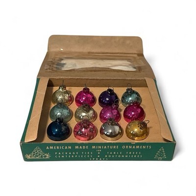12 Shiny Brite Box Vintage Christmas Ornaments Small Solid Assorted Colors Item image 5